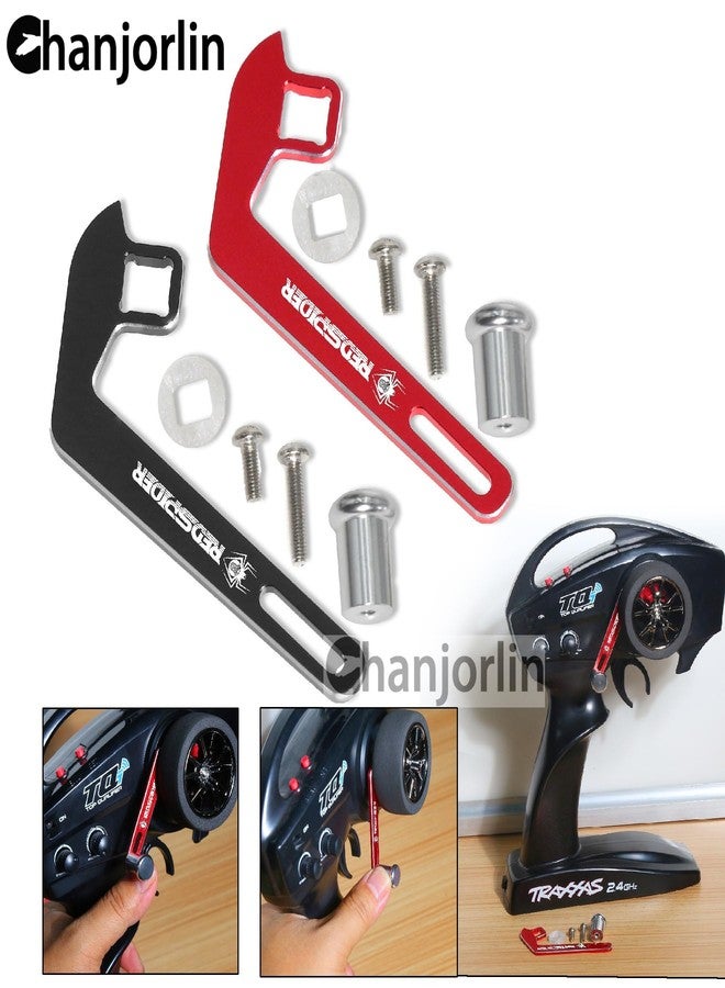 Chanjorlin 1/10 RC Crawler Car TRX-4 Aluminum Transmitter Steering Wheel Trigger One-Handed Control Adapter Upgrade Parts for 1:10 Scale Crawler Car Traxxas TQi Transmitter TRX4 TRX6 TRX-4M (Red) - Image 4